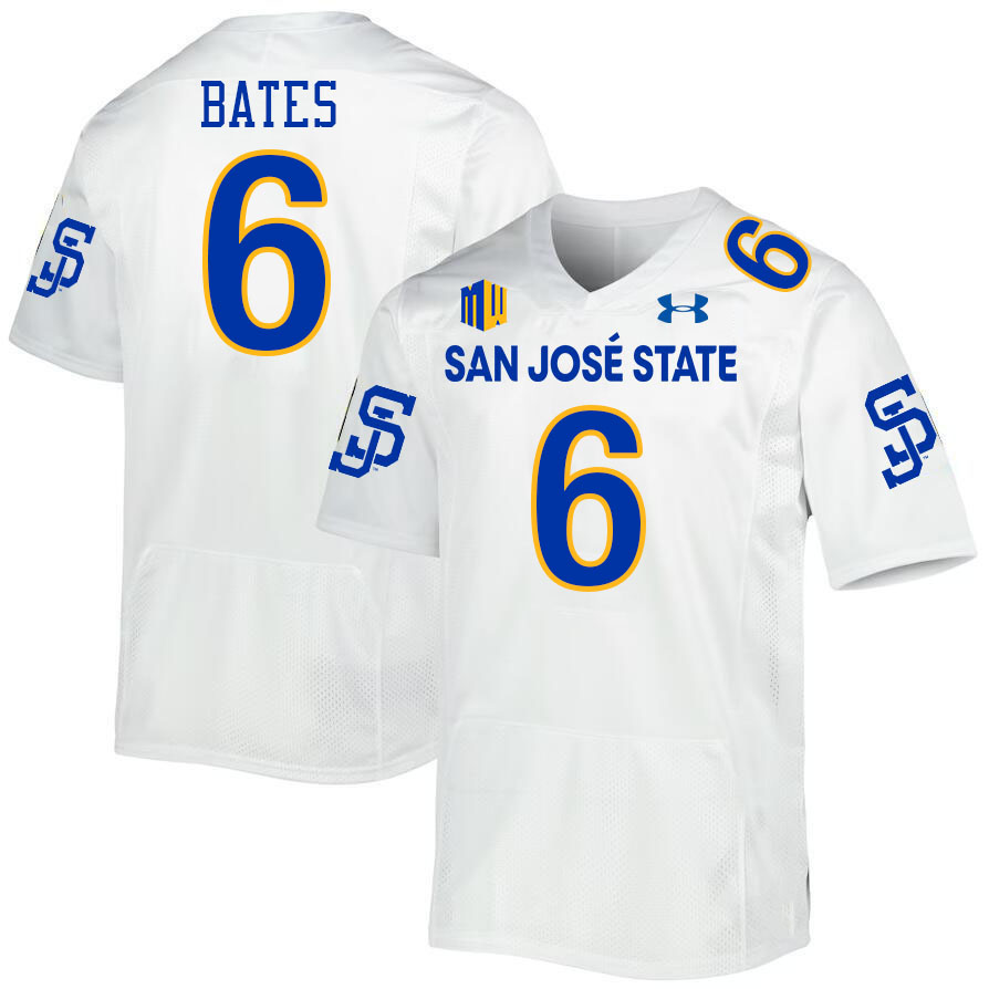 #6 Jabari Bates SJSU Jersey,San Jose State Spartans Football Jersey College Uniforms-White